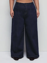 Denim Mid Rise Solid Pocket Straight Leg Trousers Jeans/Trousers Curve & Plus