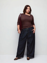 Denim Low Rise Metal Detail Barrel-leg Jeans Curve & Plus