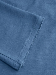 Knit Fabric Boat Neck Curved-Hem 3/4 Long Sleeve Tee