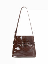 BELTED FAUX LEATHER TOTE BAG
