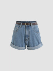 Denim Shorts With Belt