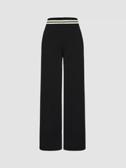 Contrasting Knitted Wide Leg Trousers