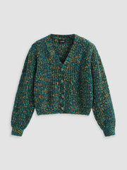 Colorful V-neck Knit Cardigan