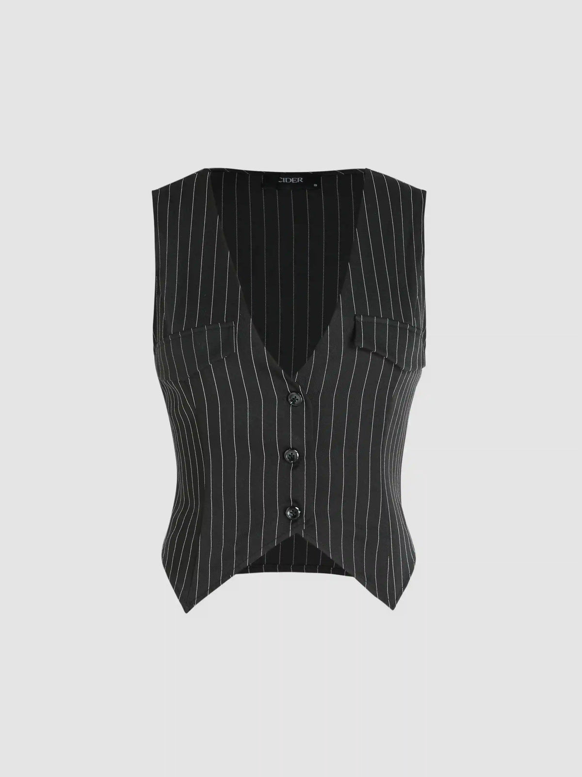 Striped Button Up V-neck Crop Vest