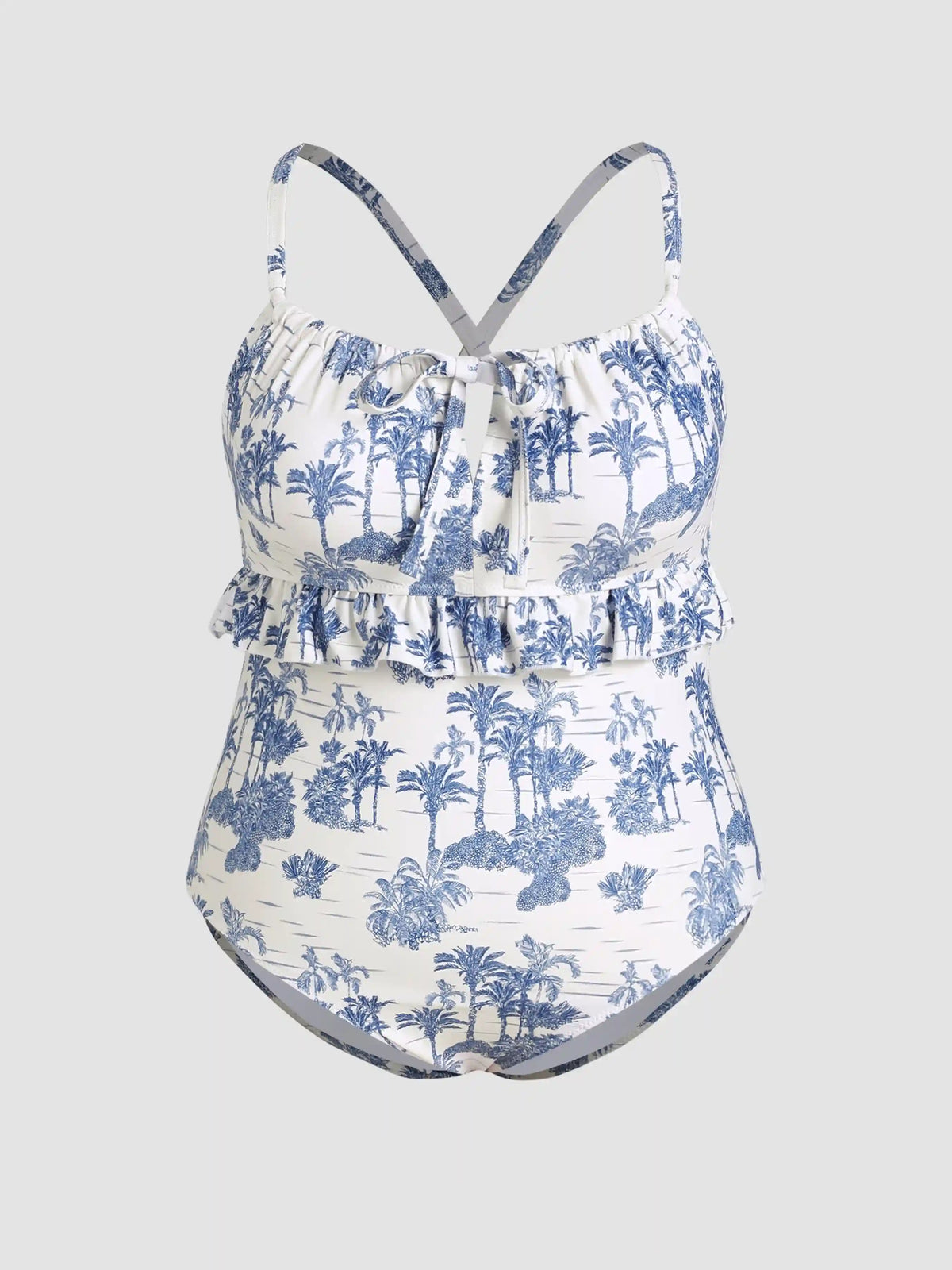 Floral Knotted Shaping One Piece Swimsuit Curve & Plus