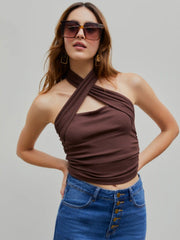 Two Way Solid Halter Crop Top