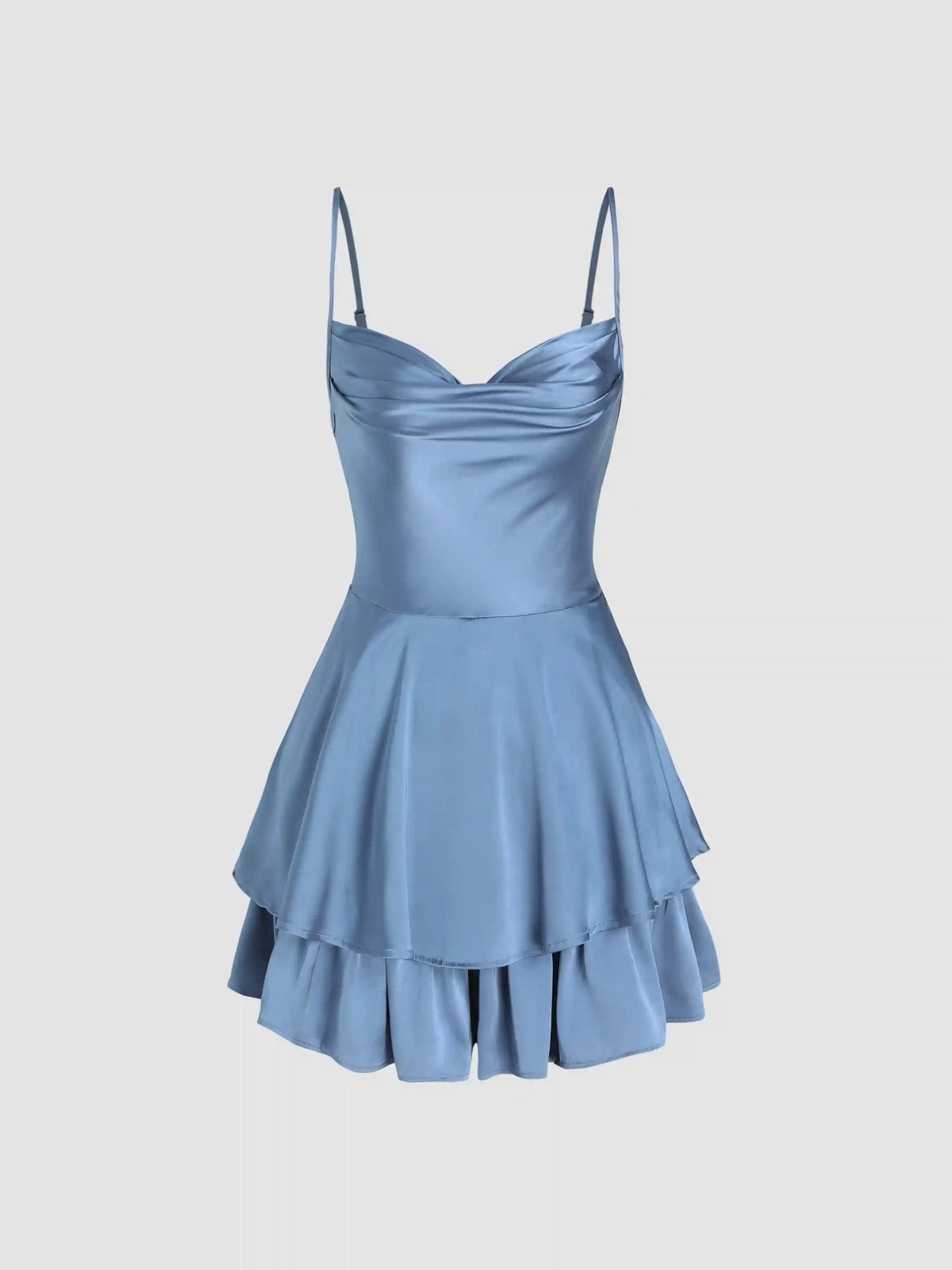Cowl Neck Satin Layered Romper