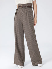 Belted High Rise Houndstooth Trouser