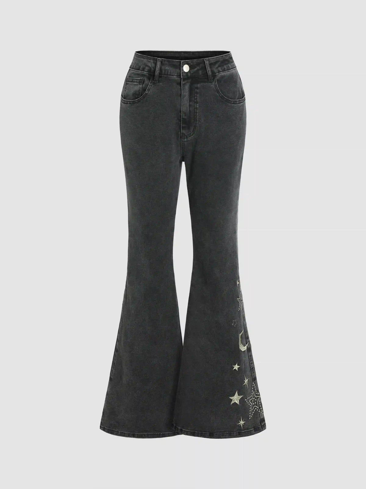 High Stretch Denim High Rise Star Flared Jeans