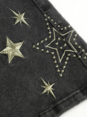 High Stretch Denim High Rise Star Flared Jeans