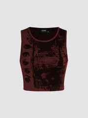 Eye Pattern Sleeveless Tank Top