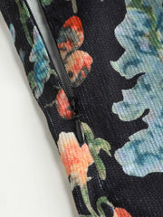 Lightweight Corduroy Floral Button Wide Leg Jumpsuit