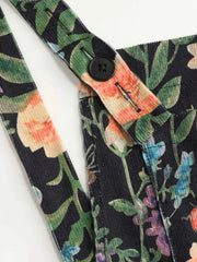 Lightweight Corduroy Floral Button Wide Leg Jumpsuit