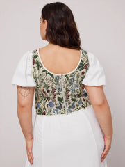 Floral Lace Up Knotted Tank Top Curve & Plus