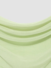Mesh Ruffle Hem Maxi Dress