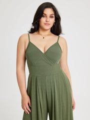 V-neck Cami Wide Leg Jumpsuit Curve & Plus