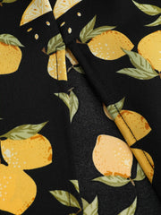 Lemon Split Knotted Shirred Midi Dress