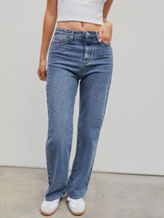 Honey Denim Mid Rise Solid Straight Leg Jeans