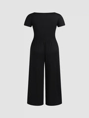 Scoop Neckline Short Sleeve Wide Leg Jumpsuit Curve & Plus