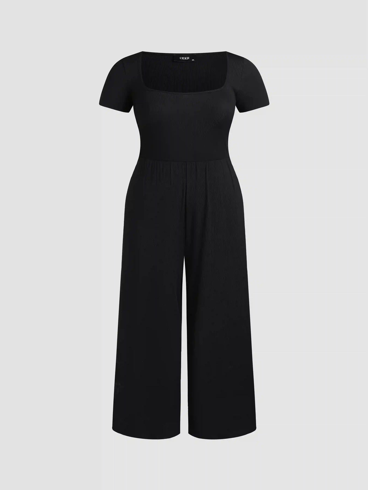 Scoop Neckline Short Sleeve Wide Leg Jumpsuit Curve & Plus