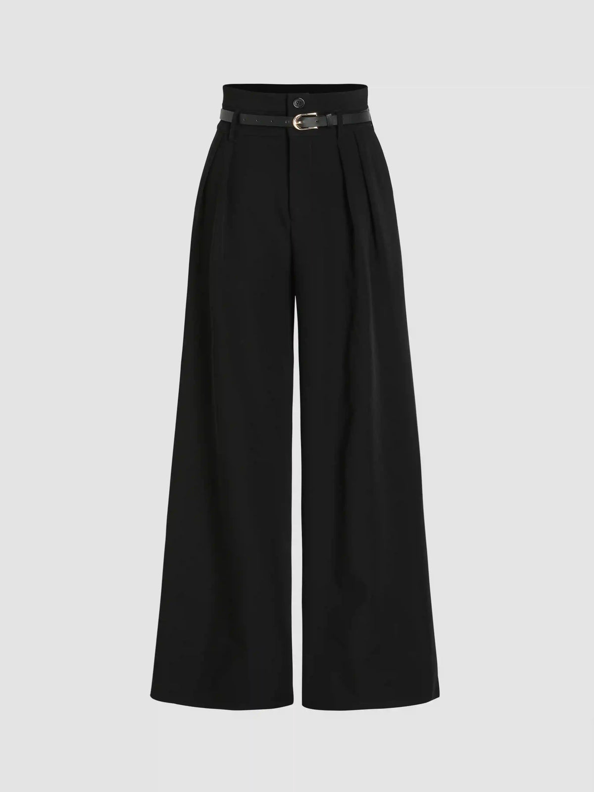Belted High Waisted Pleated Trousers