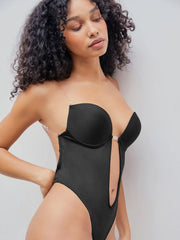 Light Compression Deep V Seamless Backless Shapewear Bodysuit