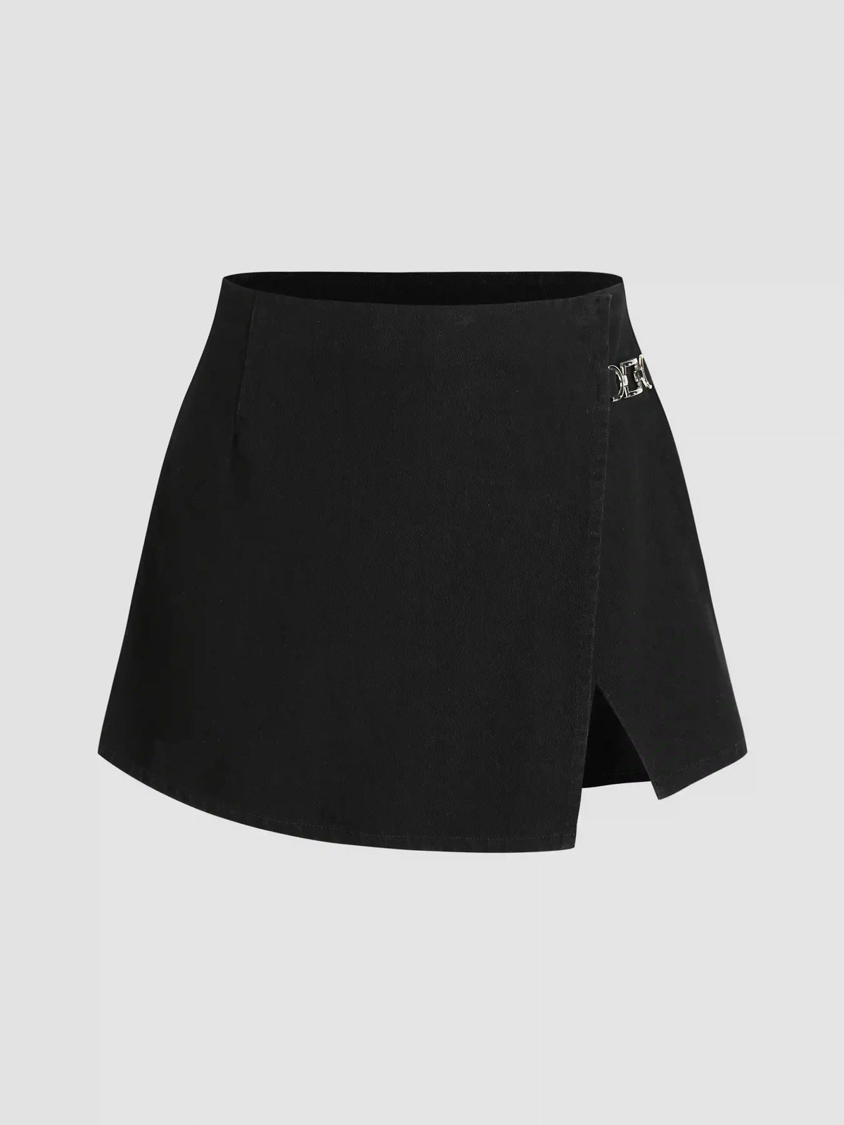 High Stretch Denim Mid Waist Split Mini Skort Curve & Plus