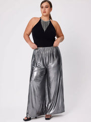 Round Neckline Sequin Tassel Detail Solid Crop Top Curve & Plus