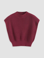 Solid High Neck Knit Vest Curve & Plus