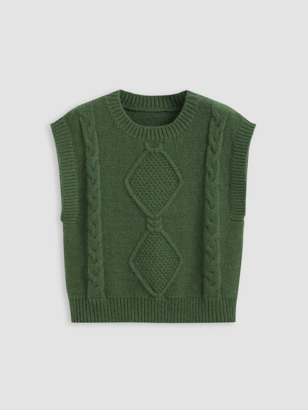 Round Neckline Geometric Knitted Vest