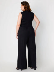 Solid Sleeveless Wide Leg Jumpsuit Curve & Plus