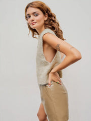 Knit Wool-blend Round Neck Pear Graphic Vest