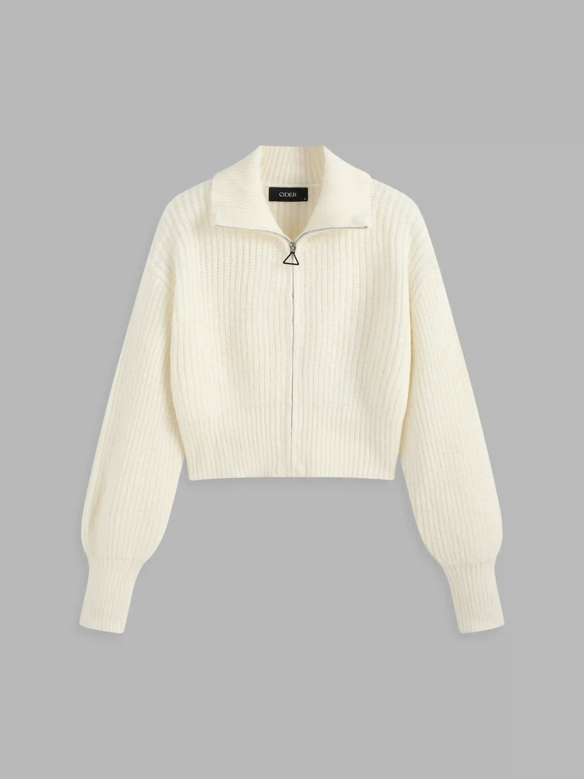 Solid Knit Polo Zipper Cardigan