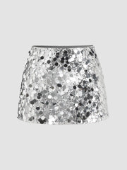 Sequin Mid Waist Mini Skirt Curve & Plus