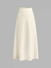 High Waist Solid Pleated Maxi Skirt