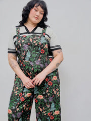 Lightweight Corduroy Floral Pocket Wide Leg Jumpsuit Curve & Plus