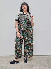 Lightweight Corduroy Floral Pocket Wide Leg Jumpsuit Curve & Plus