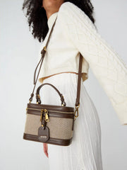 Solid Faux Leather Top Handle Bag
