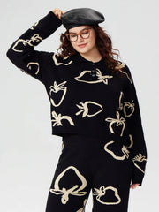 Polo Strawberry Button Knitted Sweater Curve & Plus
