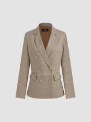 Notched Collar Check Blazer