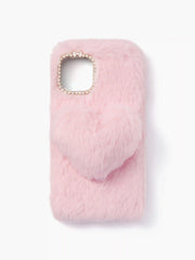 Heart Decor Furry Phone Case