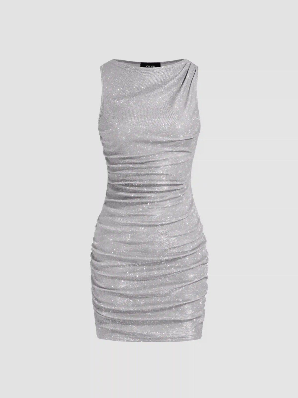 Star Glitter Ruched Mini Dress