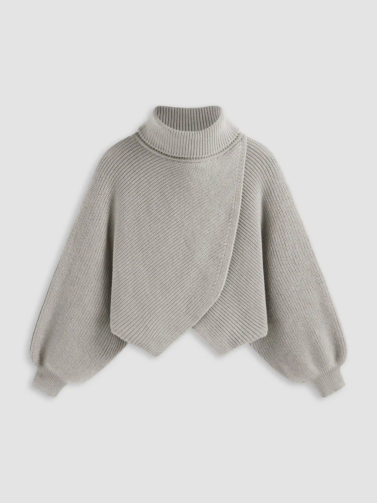 High Neck Solid Knitted Long Sleeve Crop Sweater Curve & Plus