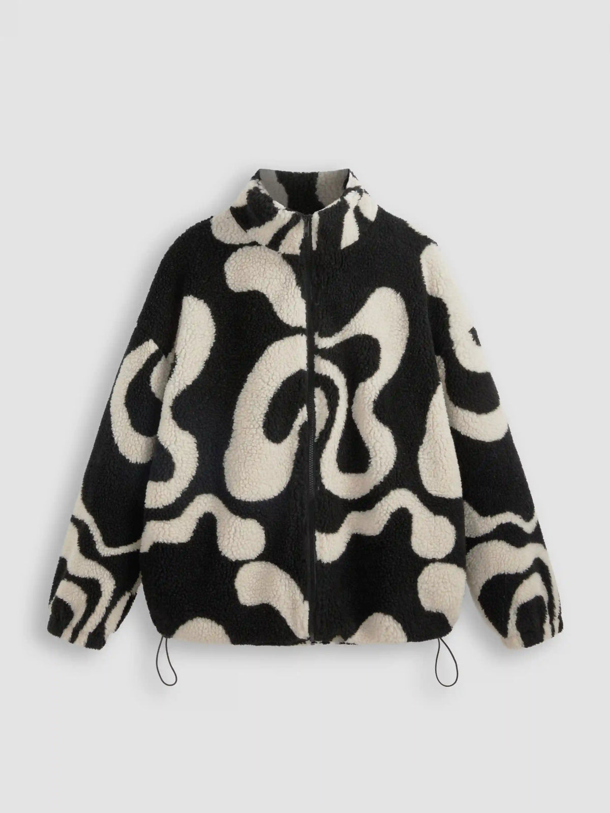 Oversized Printed Fleece Zip Up Jacket