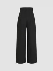 Petite Solid High Waist Knitted Wide Leg Trousers