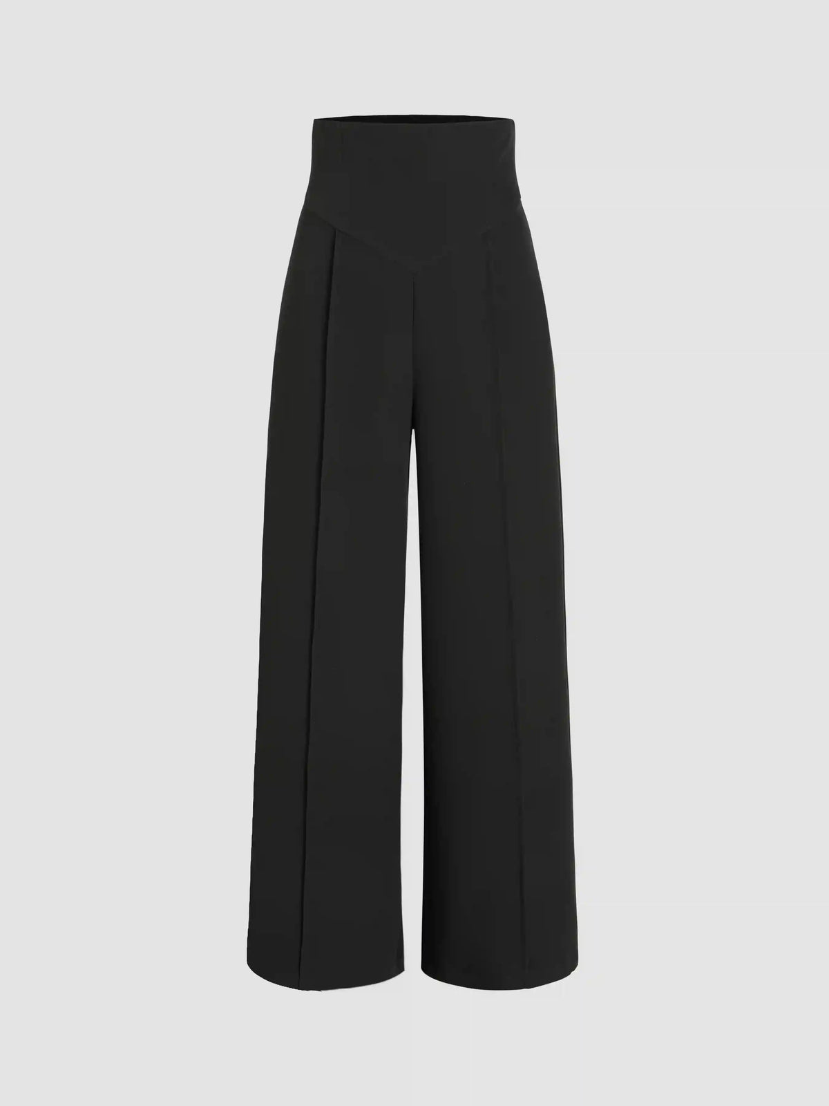 Petite Solid High Waist Knitted Wide Leg Trousers