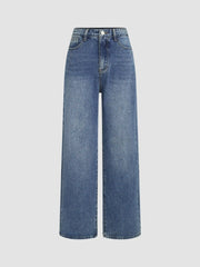 Petite Denim Solid Straight Leg Jeans