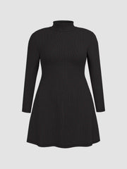 High Neck Solid Mini Dress Curve & Plus