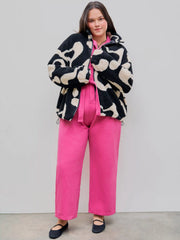 Oversized Printed Fleece Zip Up Jacket Curve & Plus