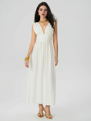V-neck Ruffle Backless Maxi Dress